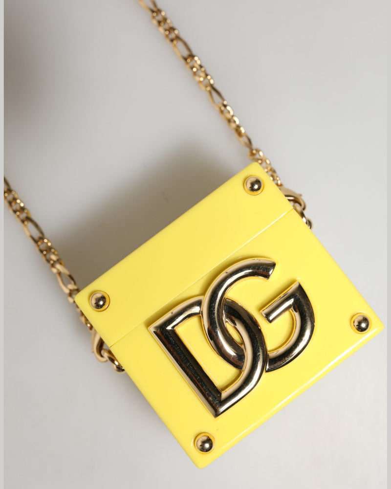 Dolce & Gabbana Yellow Dg Logo Plaque Cover Gold Chain Airpods Case Glam Steals