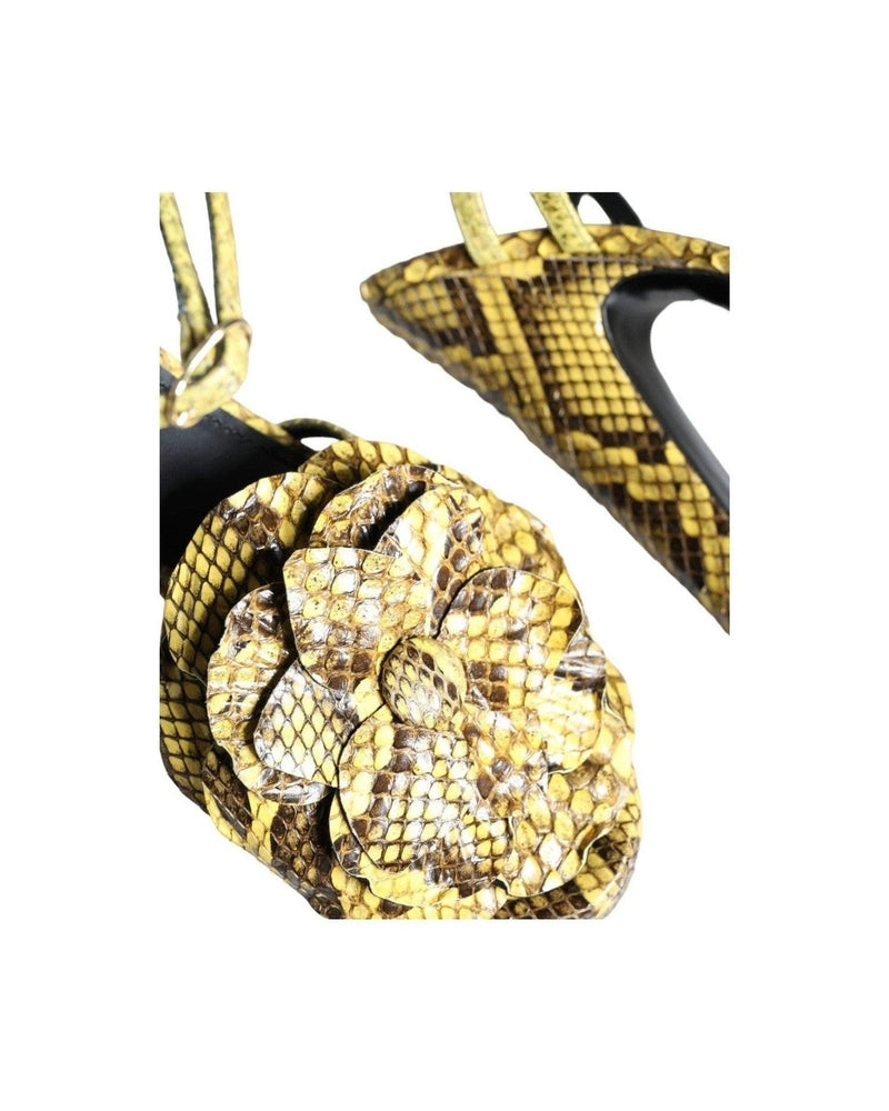 Dolce & Gabbana Yellow Exotic Leather Ankle Strap Heels Sandals Shoes Glam Steals
