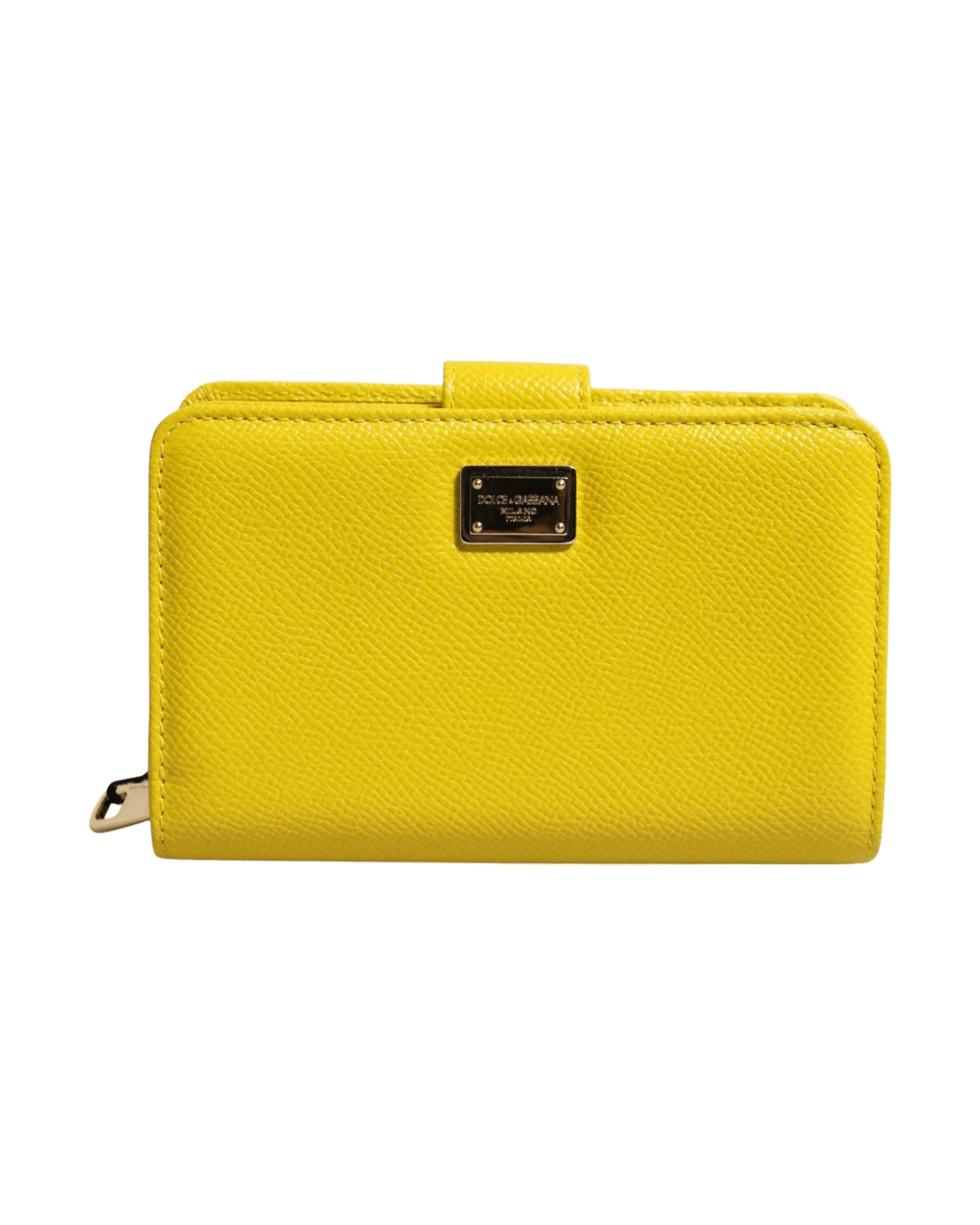 Dolce & Gabbana Yellow Leather Bifold Continental Clutch Wallet Glam Steals