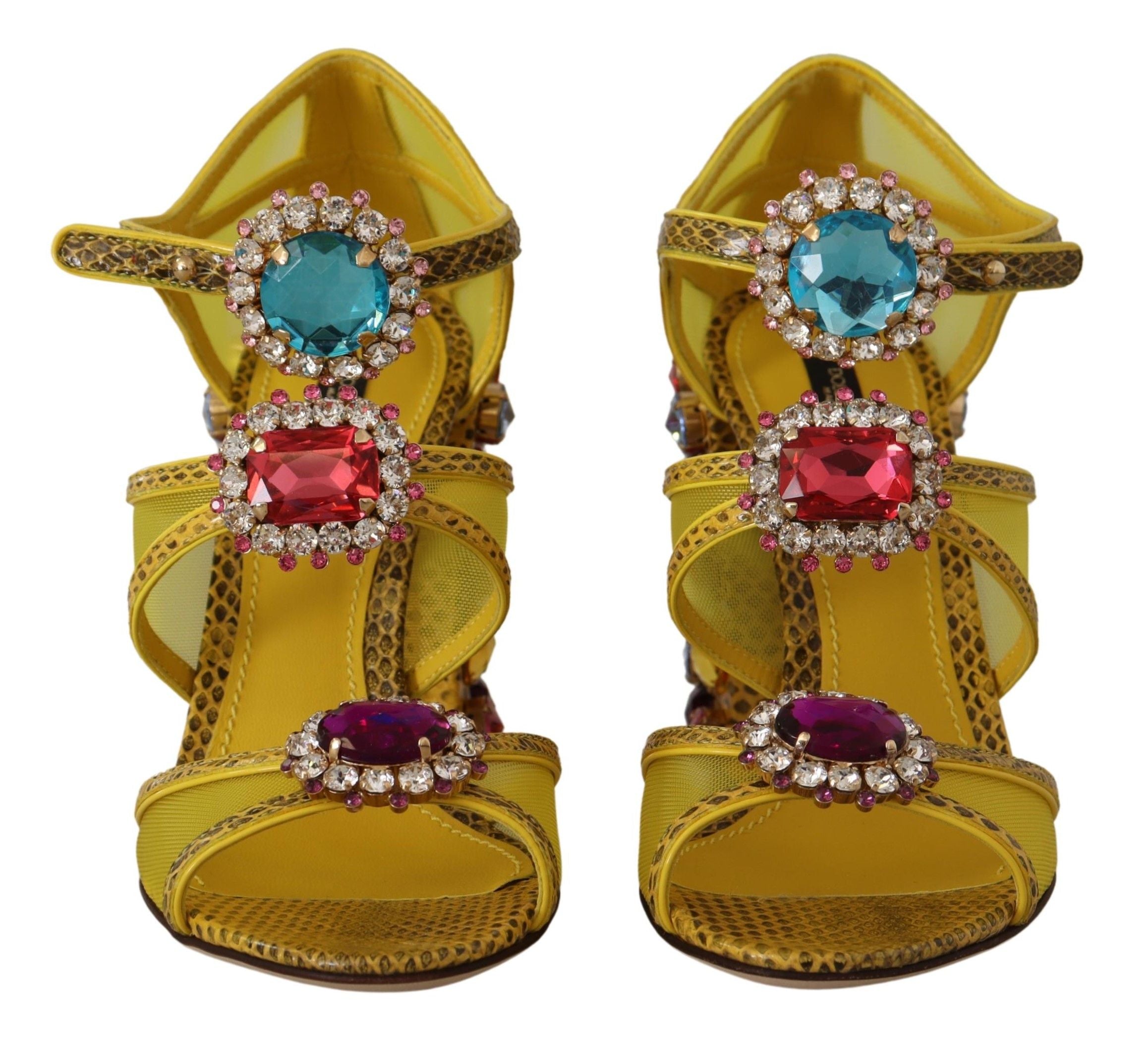 Dolce & Gabbana Yellow Leather Crystal Ayers Sandals Glam Steals