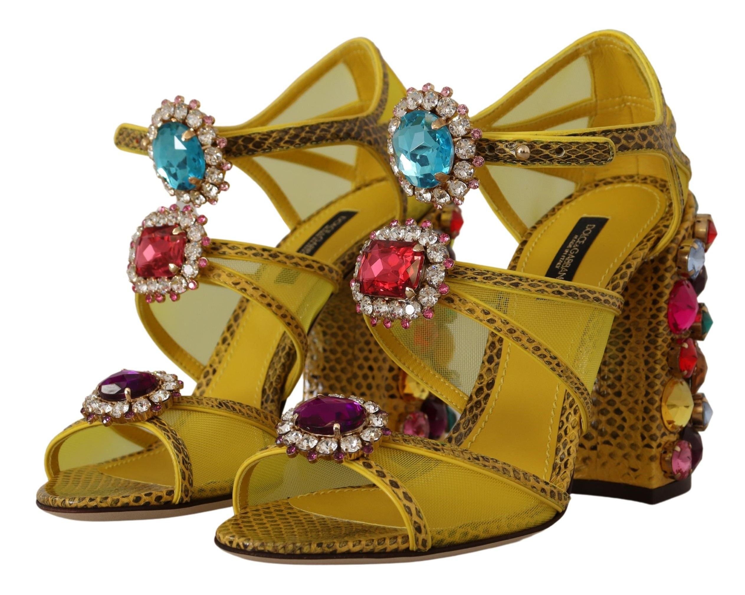 Dolce & Gabbana Yellow Leather Crystal Ayers Sandals Glam Steals