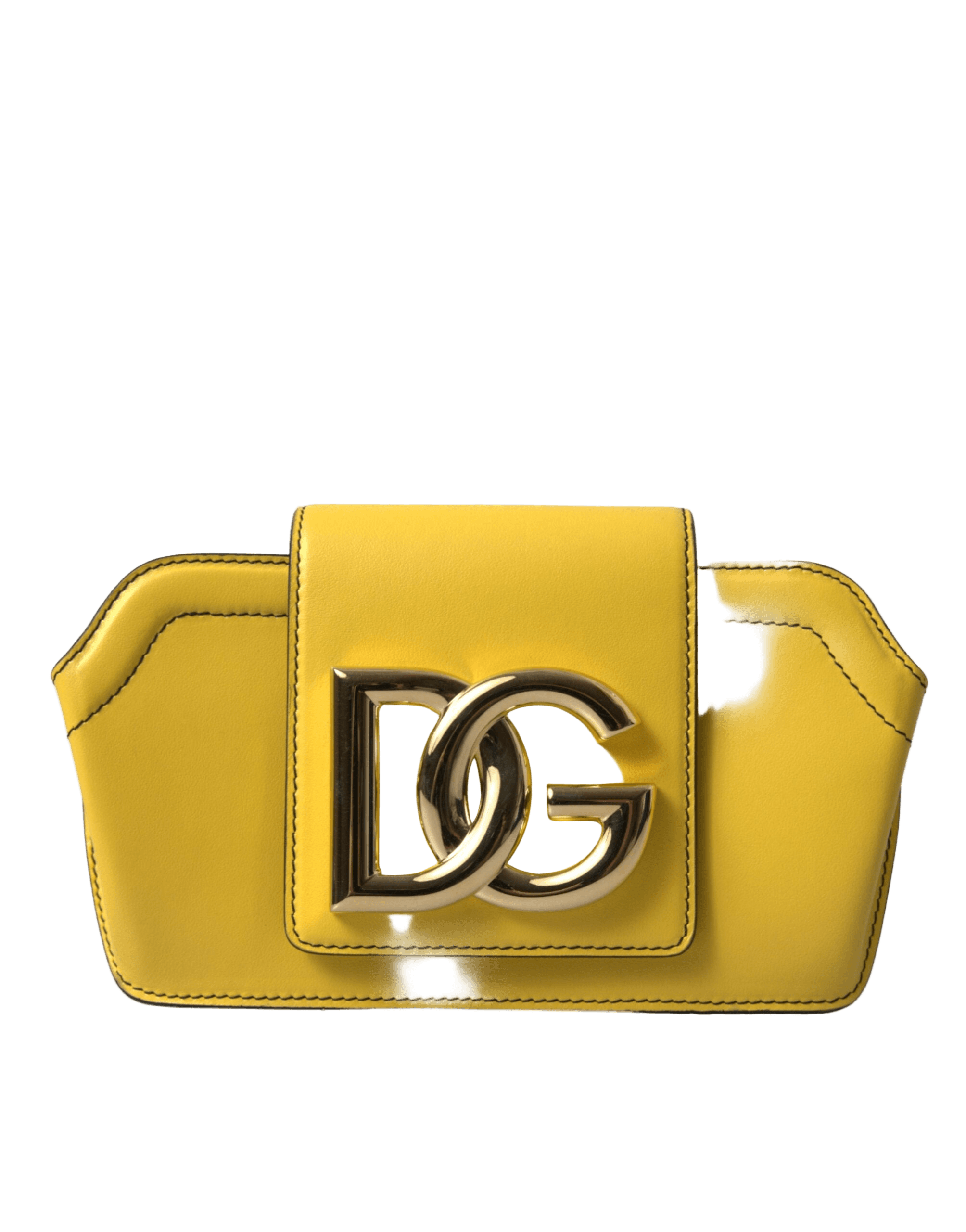 Dolce & Gabbana Yellow Leather Smooth Dg Logo Clutch Crossbody Case Bag Glam Steals