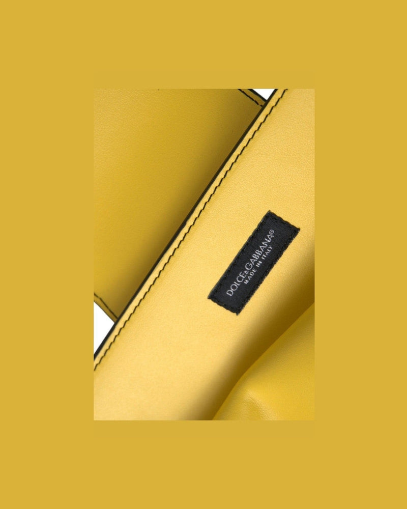 Dolce & Gabbana Yellow Leather Smooth Dg Logo Clutch Crossbody Case Bag Glam Steals