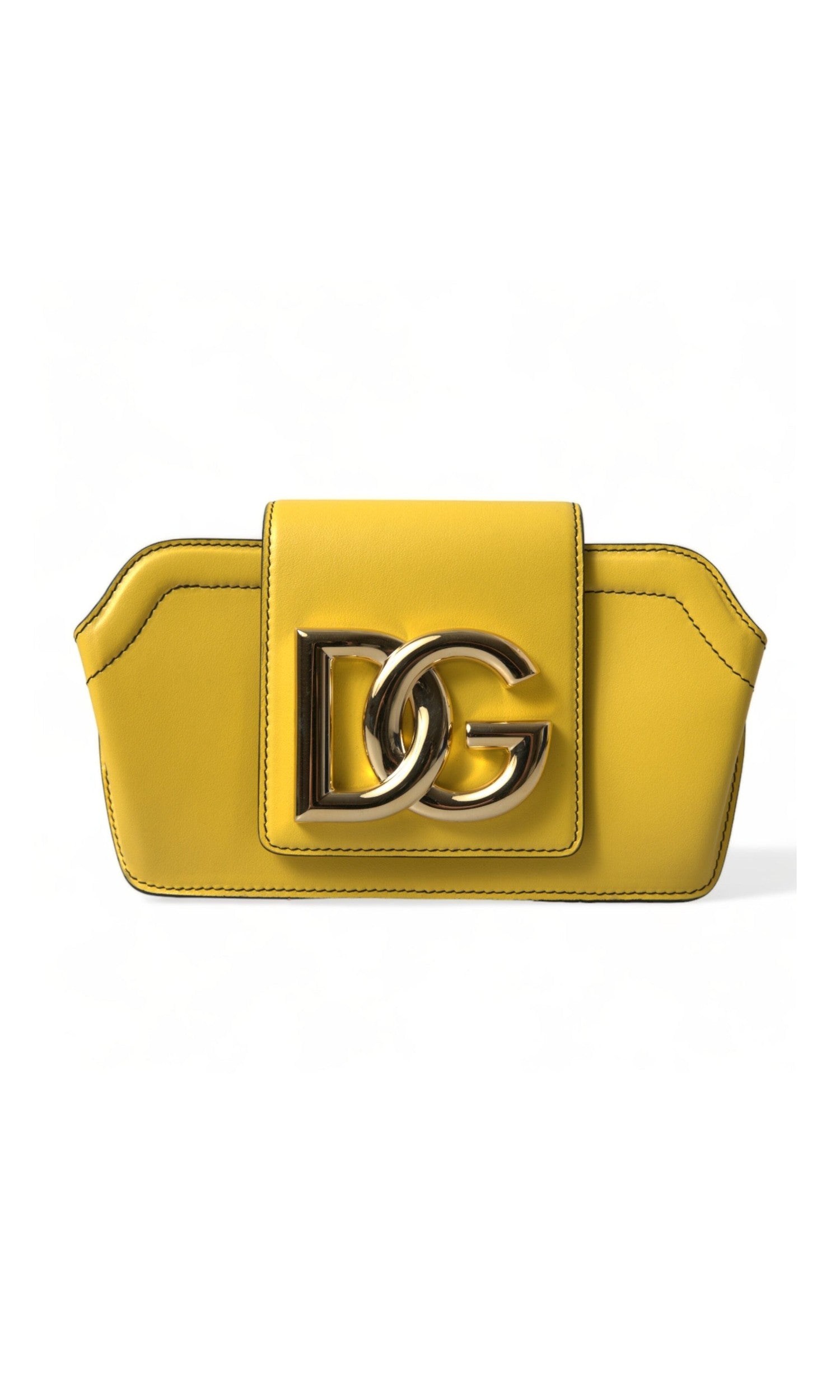 Dolce & Gabbana Yellow Leather Smooth Dg Logo Clutch Crossbody Case Bag Glam Steals