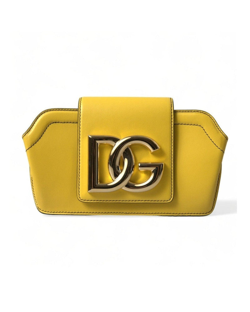 Dolce & Gabbana Yellow Leather Smooth Dg Logo Clutch Crossbody Case Bag Glam Steals
