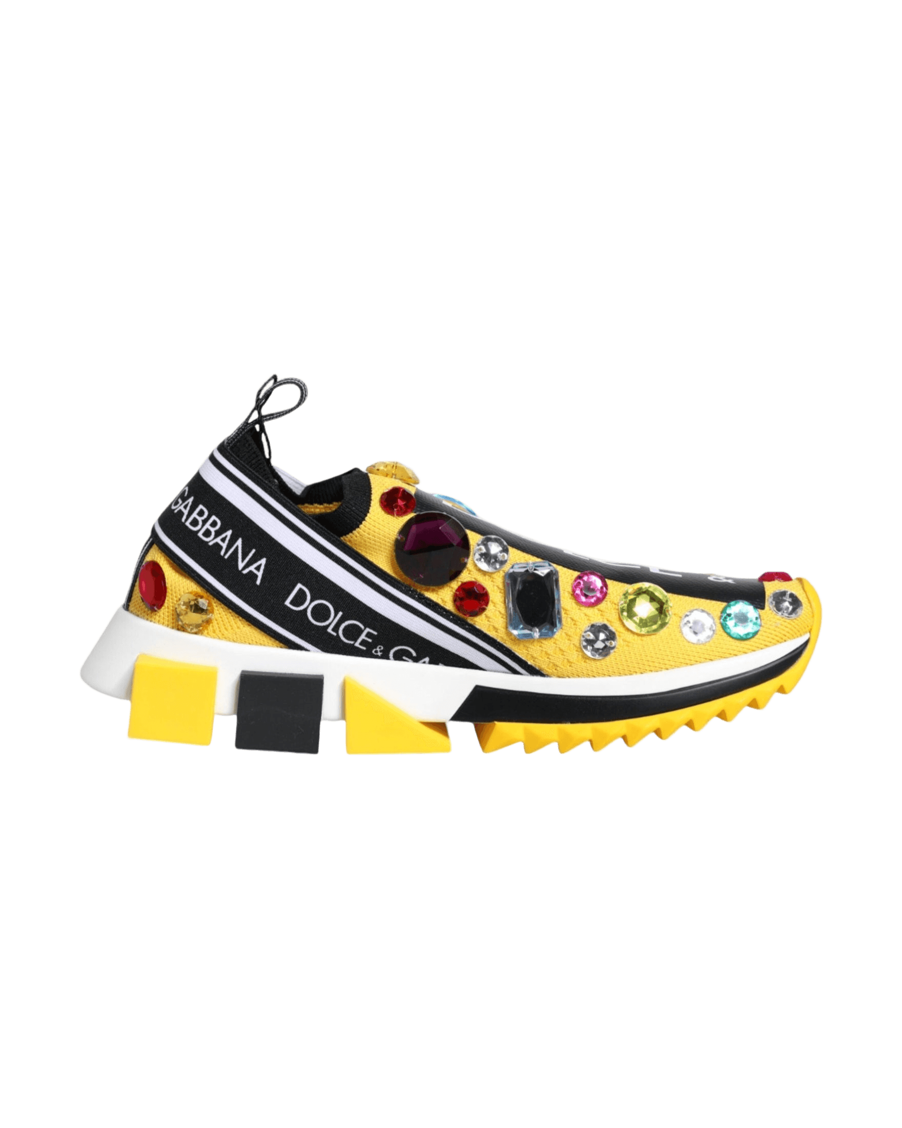 Dolce & Gabbana Yellow Sorrento Crystals Low Top Sneakers Shoes Glam Steals