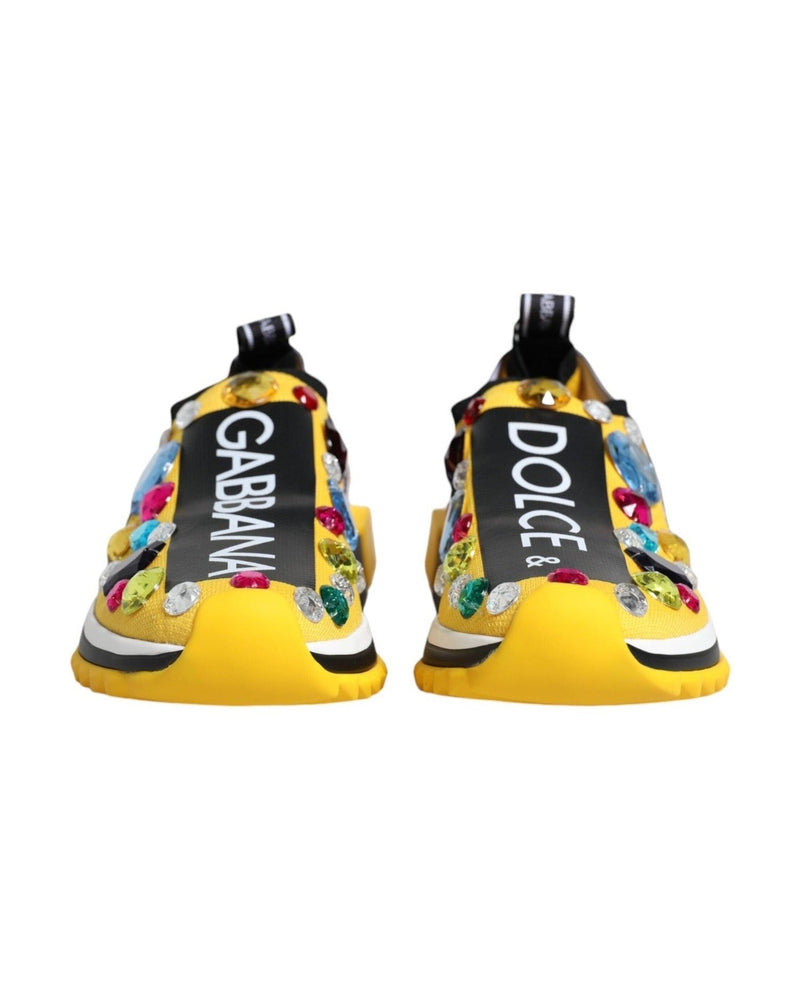 Dolce & Gabbana Yellow Sorrento Crystals Low Top Sneakers Shoes Glam Steals