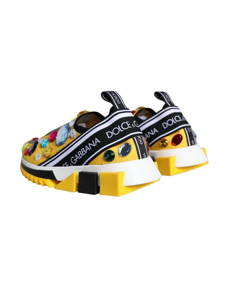 Dolce & Gabbana Yellow Sorrento Crystals Sneakers Womens Shoes Sneakers