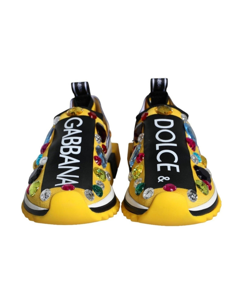 Dolce & Gabbana Yellow Sorrento Crystals Sneakers Womens Shoes Sneakers