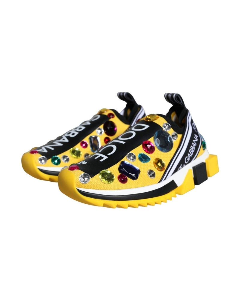 Dolce & Gabbana Yellow Sorrento Crystals Sneakers Womens Shoes Glam Steals