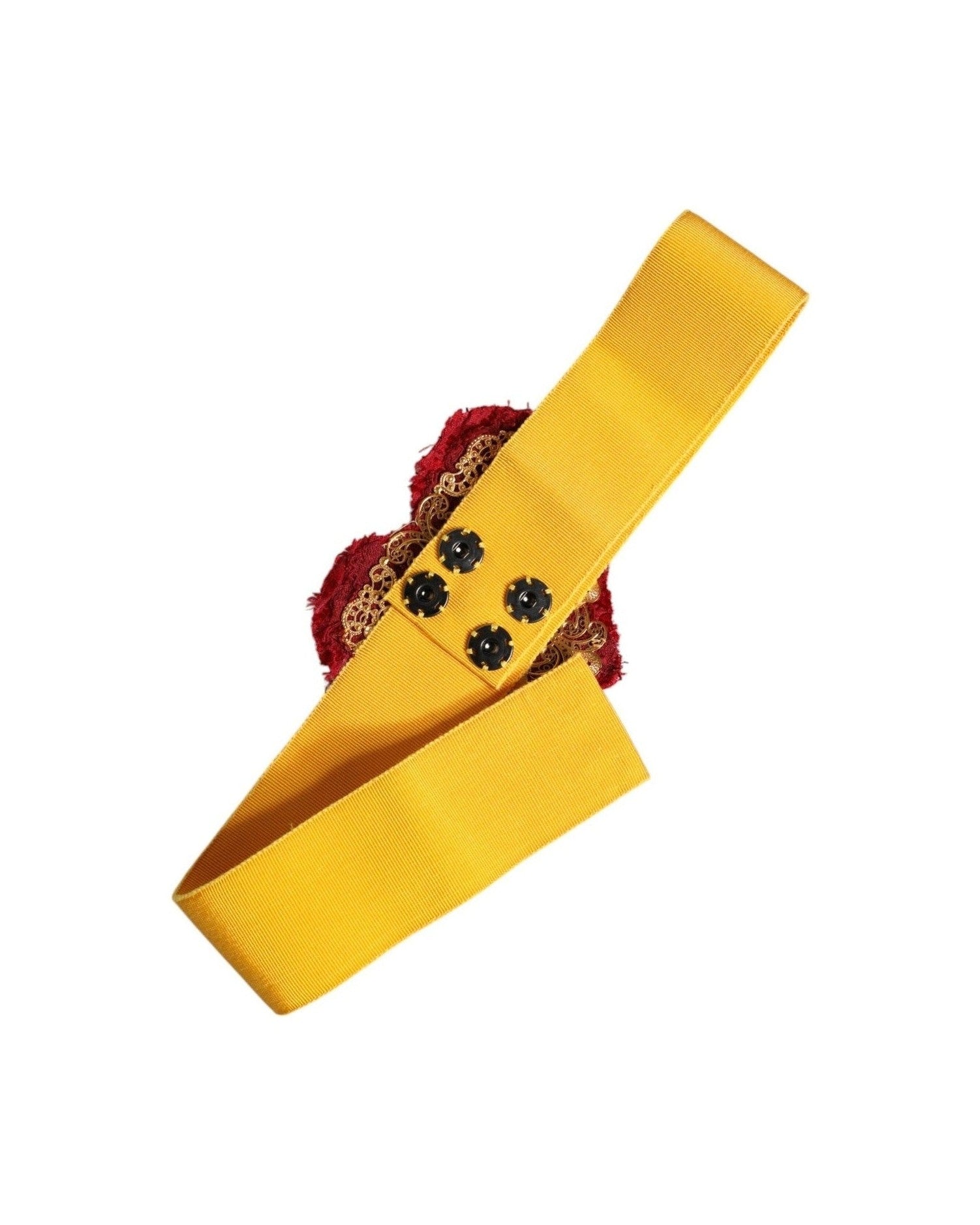 Dolce & Gabbana Yellow Stretch Wide Waist Heart Embellished Belt Glam Steals