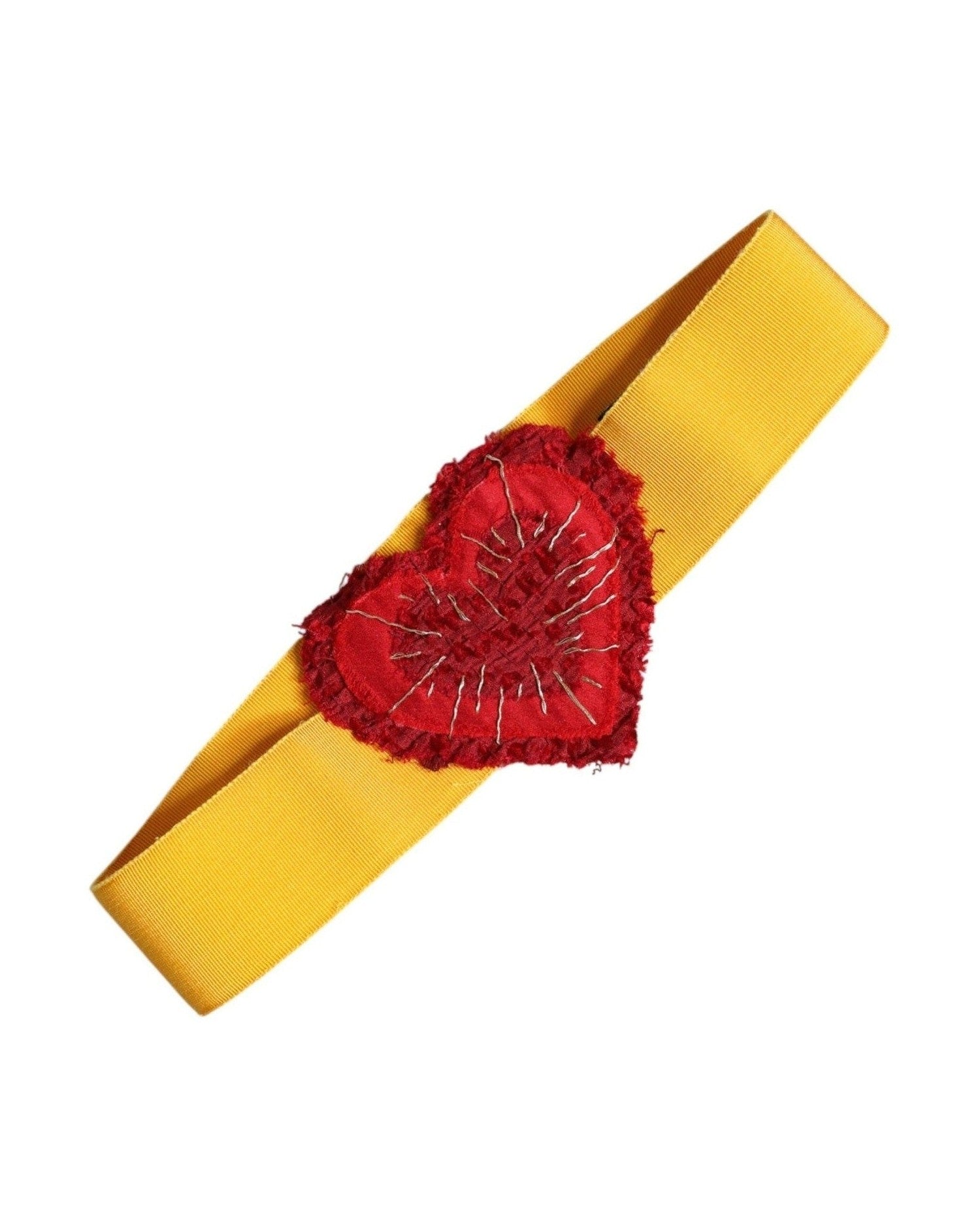 Dolce & Gabbana Yellow Stretch Wide Waist Heart Embellished Belt Glam Steals