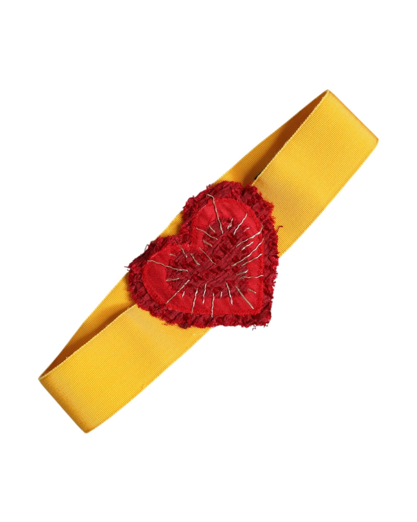 Dolce & Gabbana Yellow Stretch Wide Waist Heart Embellished Belt Glam Steals