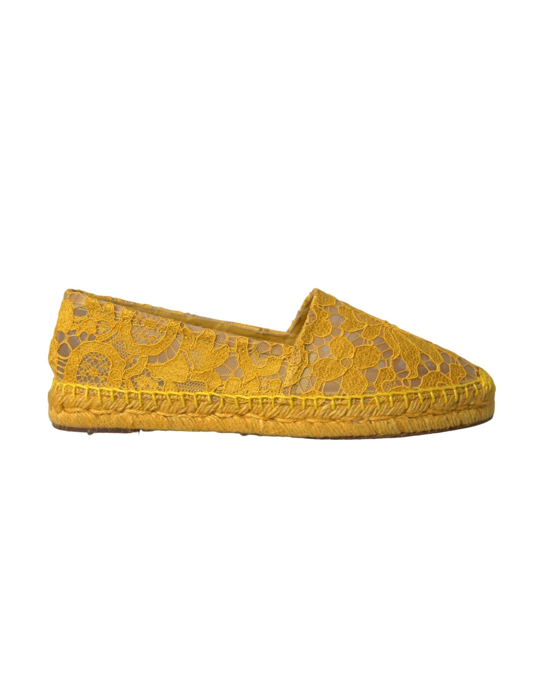 Dolce & Gabbana Yellow Taormina Lace Espadrille Loafers Flats Shoes Glam Steals