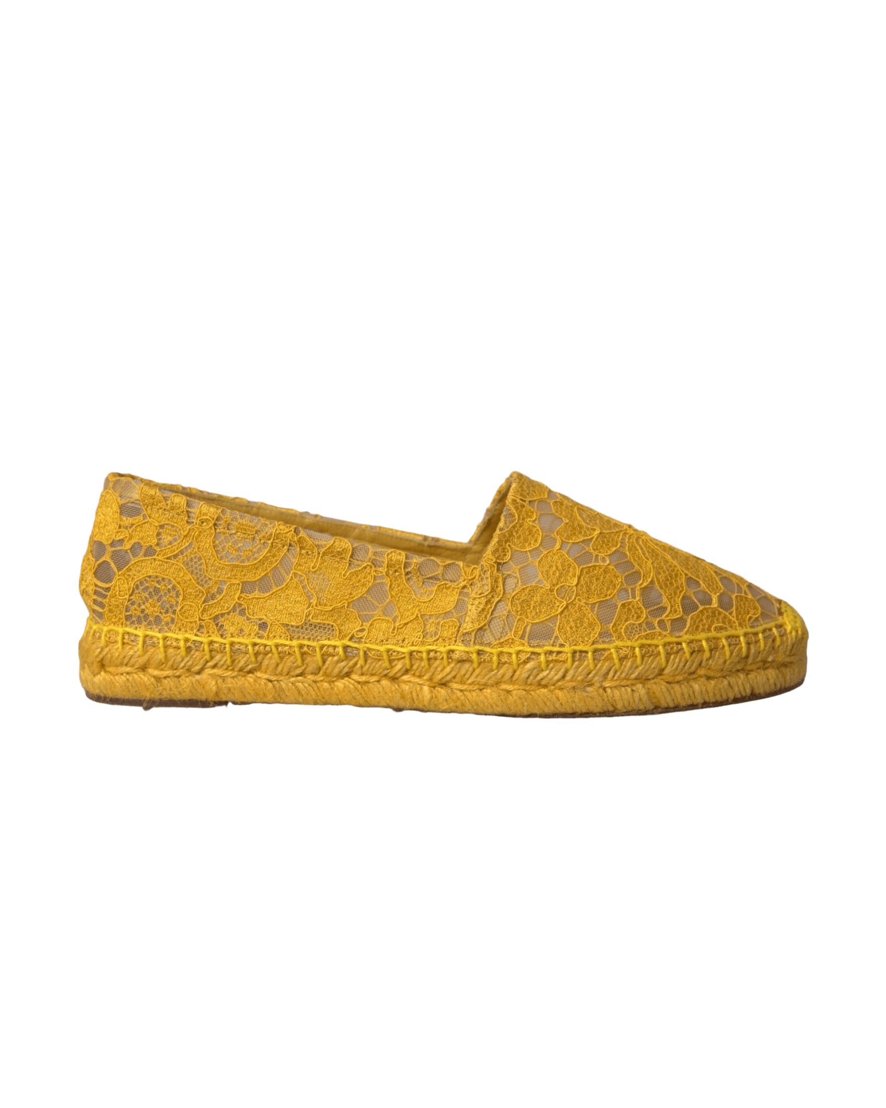 Dolce & Gabbana Yellow Taormina Lace Espadrille Loafers Flats Shoes Glam Steals