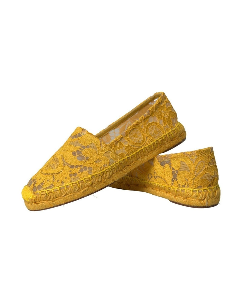 Dolce & Gabbana Yellow Taormina Lace Espadrille Loafers Flats Shoes Glam Steals