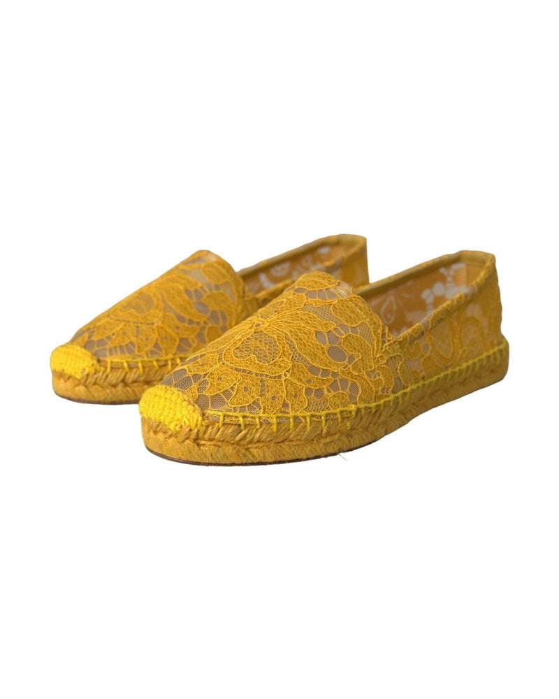 Dolce & Gabbana Yellow Taormina Lace Espadrille Loafers Flats Shoes Glam Steals