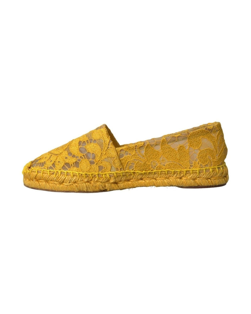 Dolce & Gabbana Yellow Taormina Lace Espadrille Loafers Flats Shoes Glam Steals