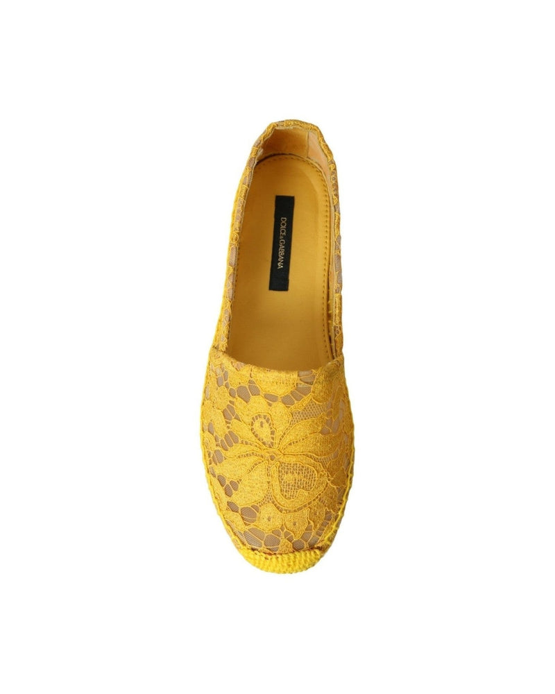 Dolce & Gabbana Yellow Taormina Lace Espadrille Loafers Flats Shoes Glam Steals