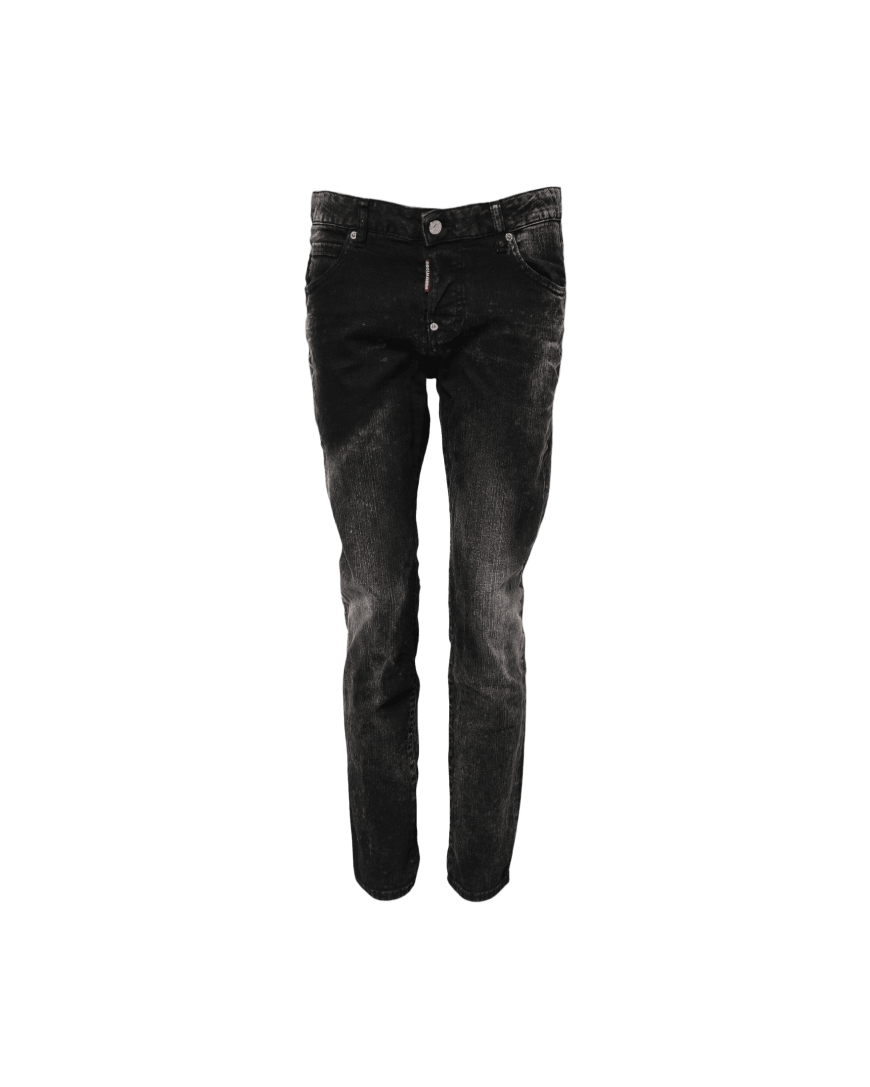 Dsquared² Black Denim Washed Mid Waist Tapered Jeans Glam Steals