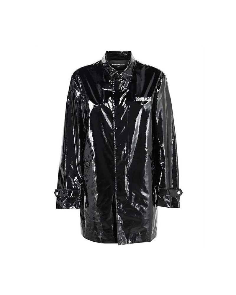 Dsquared² Black Polyethylene Coat Glam Steals