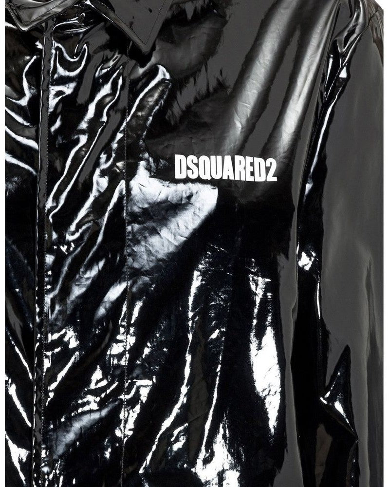 Dsquared² Black Polyethylene Coat Glam Steals