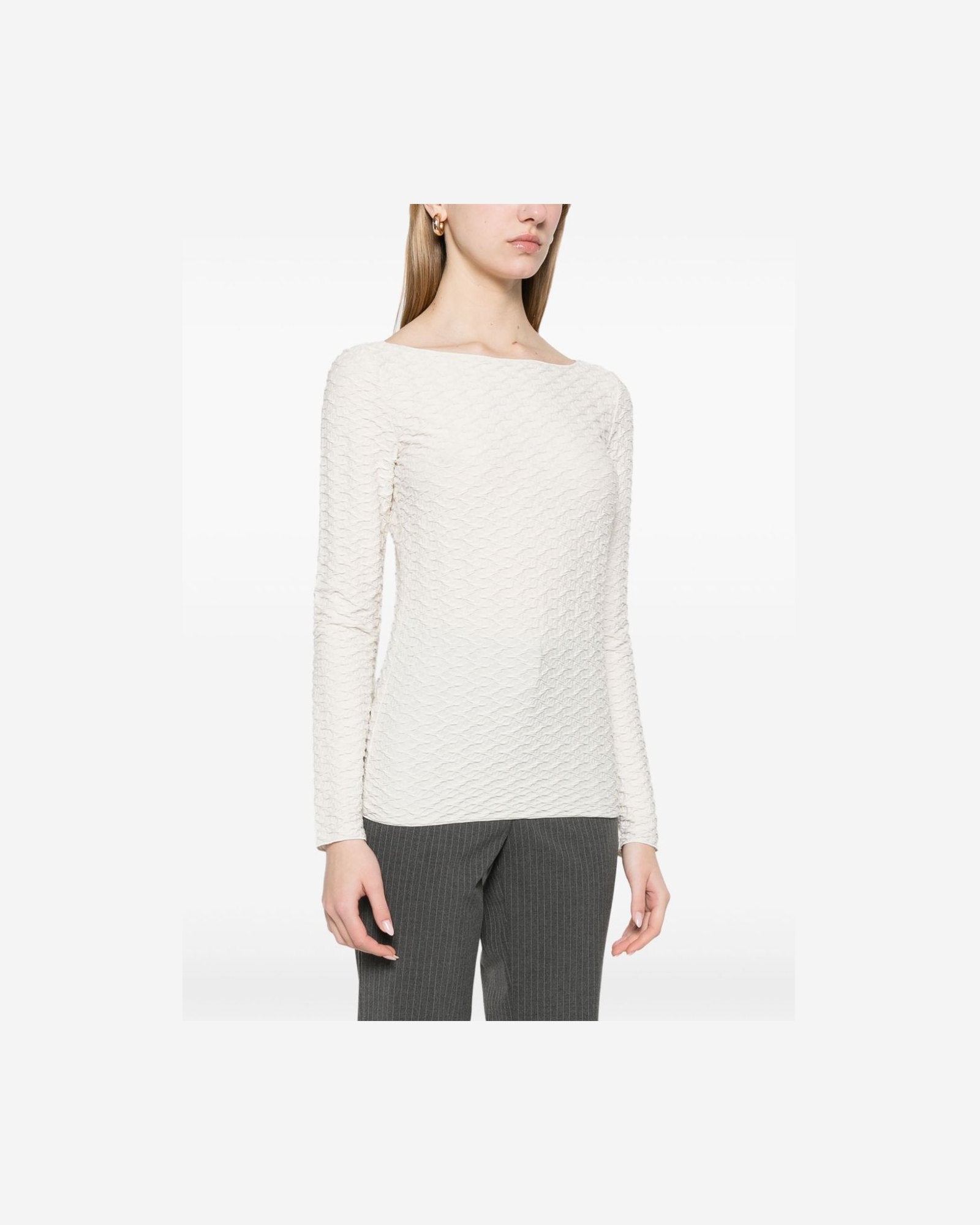 Emporio Armani Jacquard Boat Neck Top Glam Steals