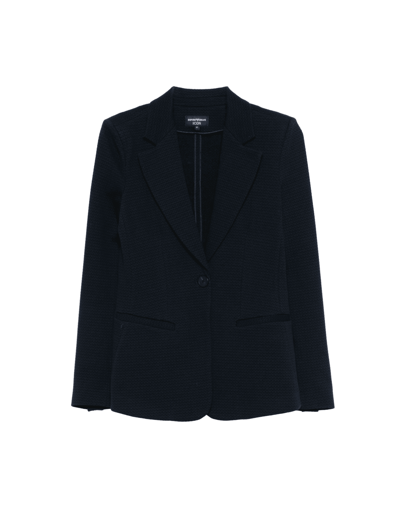 Emporio Armani Jersey Icon Single Breasted Blazer in An Embossed Jacquard Knit Glam Steals