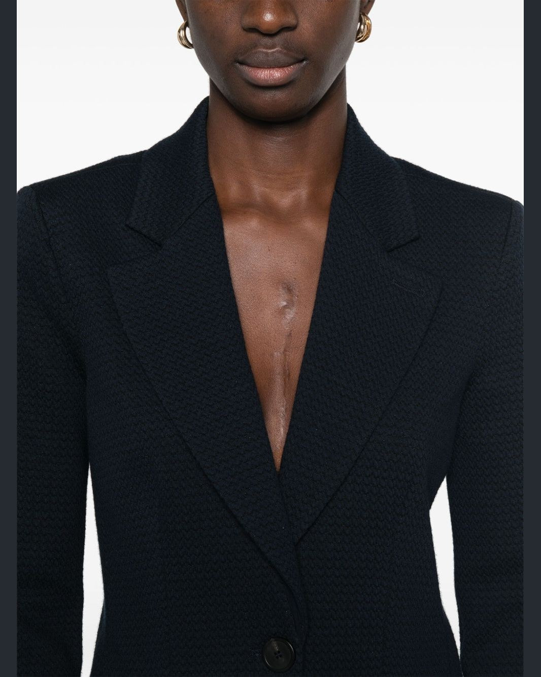 Emporio Armani Jersey Icon Single Breasted Blazer in An Embossed Jacquard Knit Glam Steals