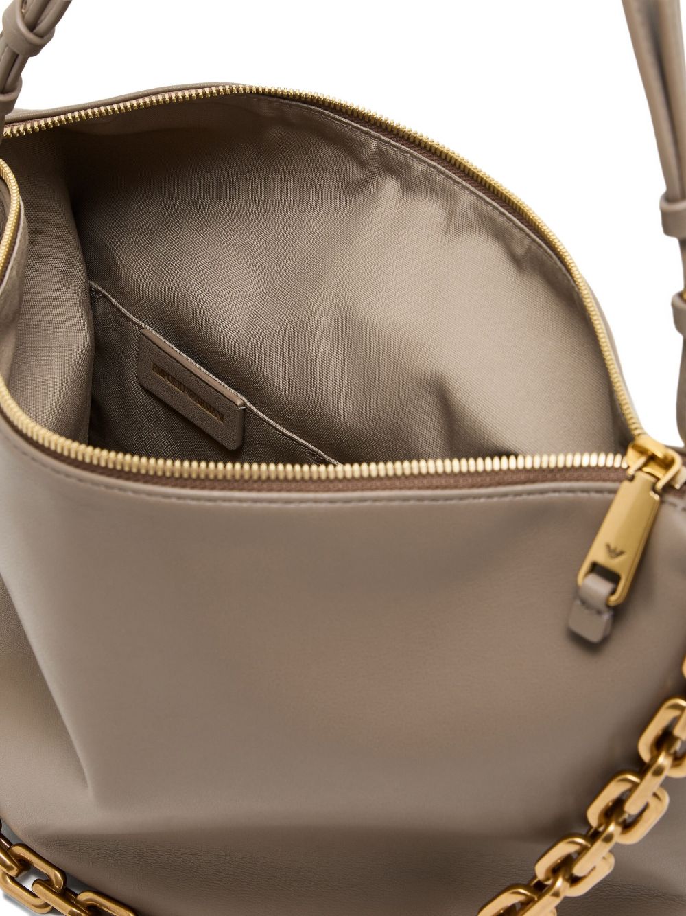 Emporio Armani Leather Medium Hobo Bag with Chain Glam Steals