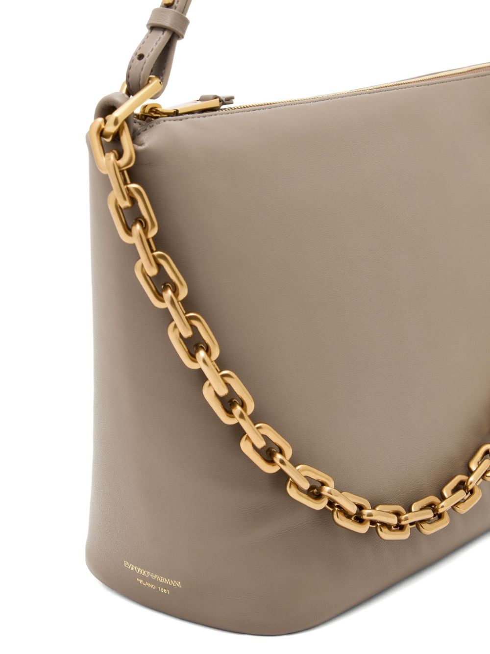 Emporio Armani Leather Medium Hobo Bag with Chain Glam Steals
