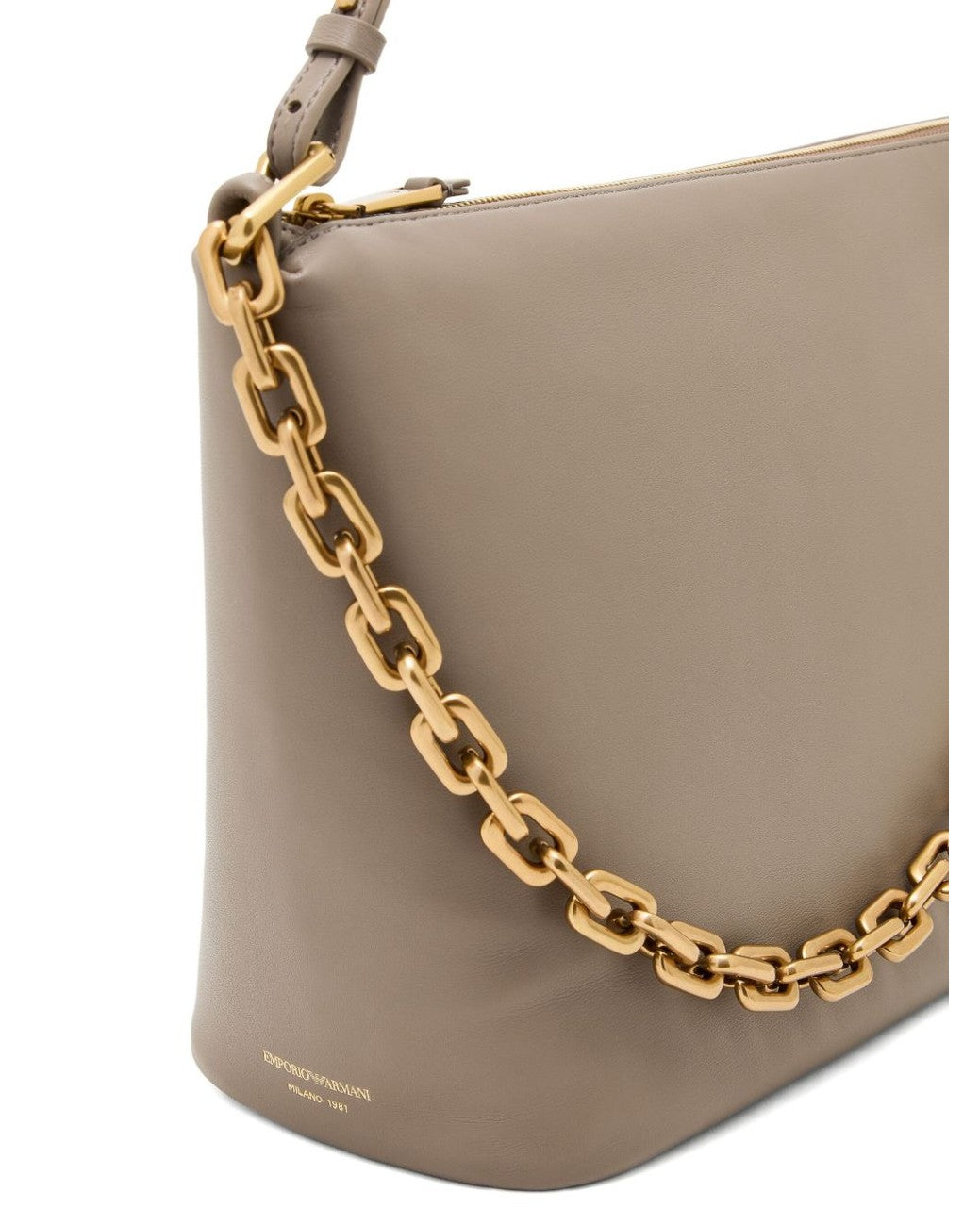 Emporio Armani Leather Medium Hobo Bag with Chain Glam Steals