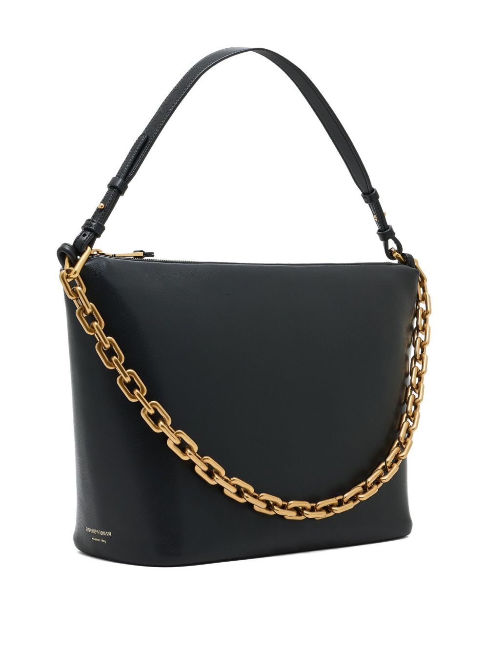 Emporio Armani Leather Medium Hobo Bag with Chain Glam Steals