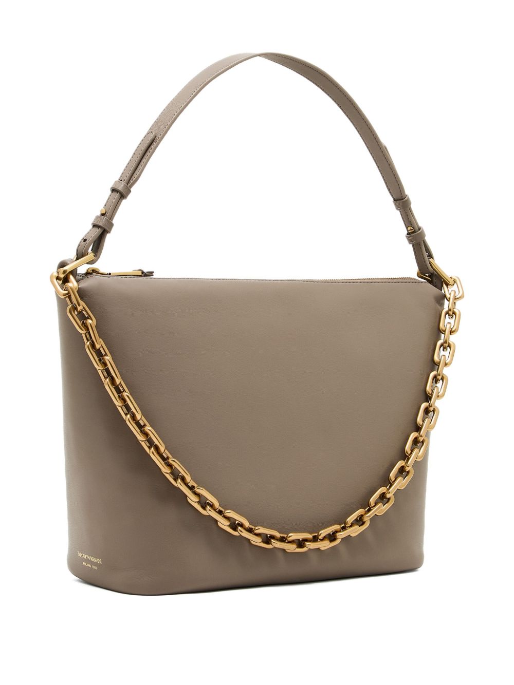 Emporio Armani Leather Medium Hobo Bag with Chain Glam Steals