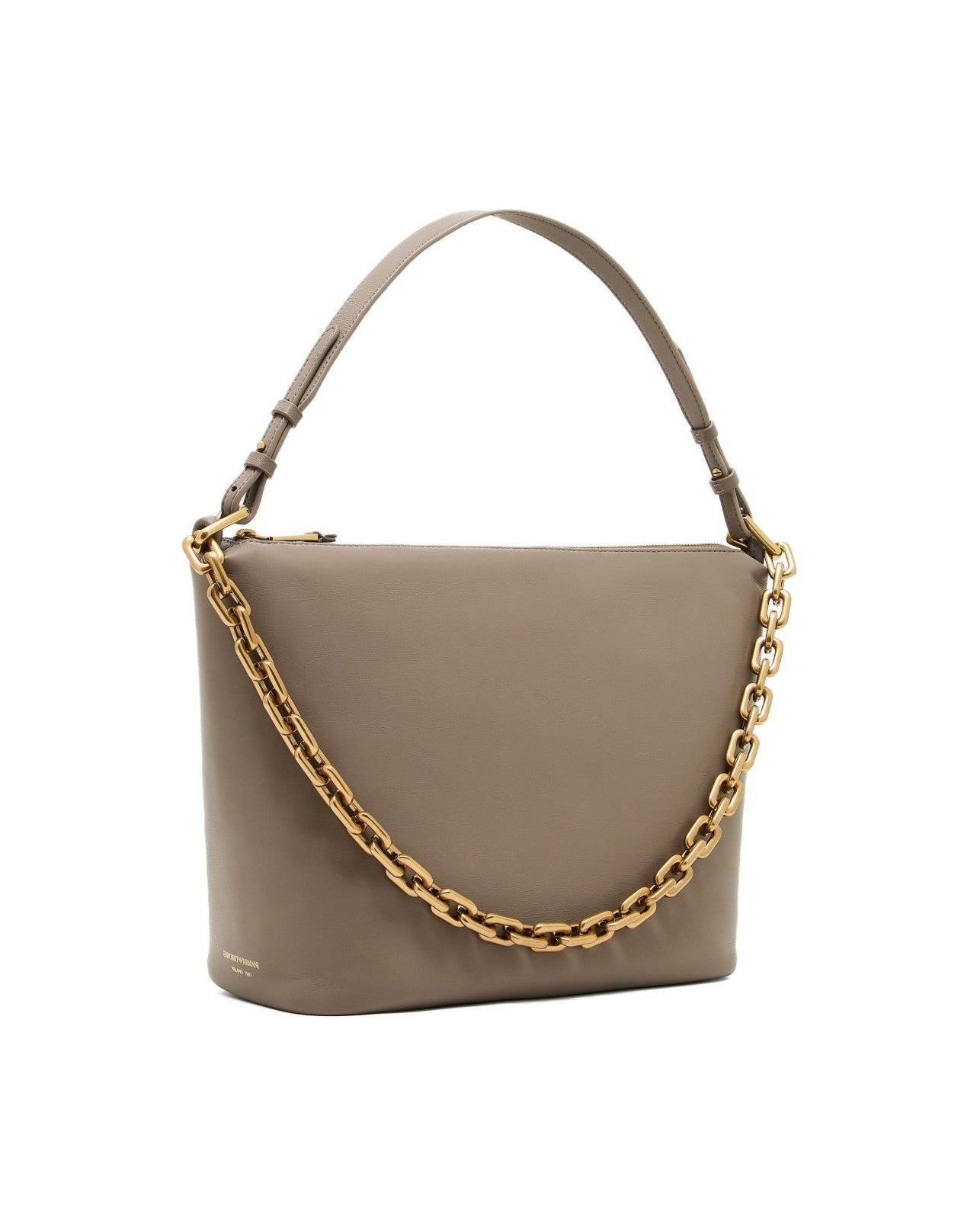 Emporio Armani Leather Medium Hobo Bag with Chain Glam Steals
