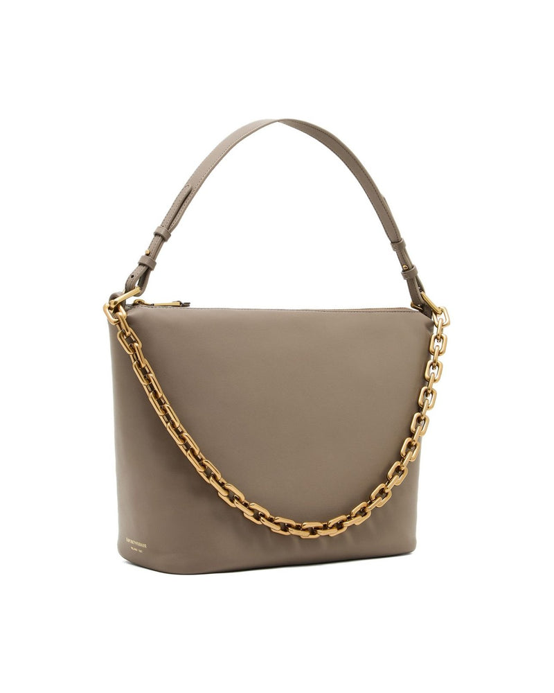 Emporio Armani Leather Medium Hobo Bag with Chain Glam Steals