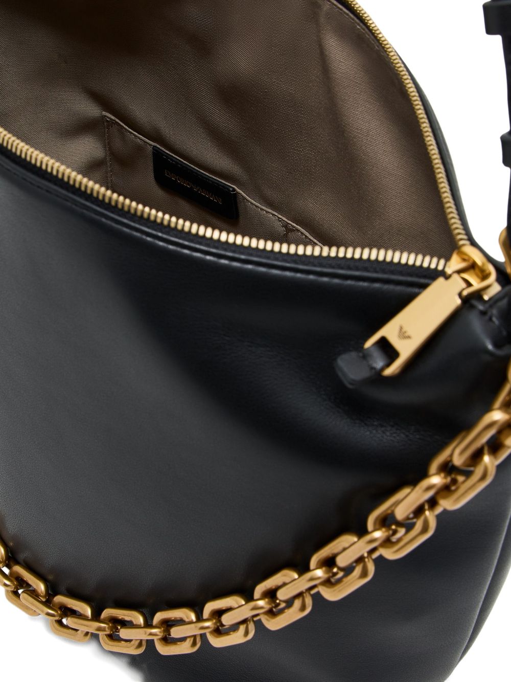 Emporio Armani Leather Medium Hobo Bag with Chain Glam Steals
