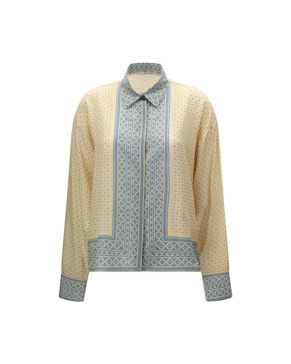 Ermanno Scervino Beige Silk Pattern Shirt Glam Steals