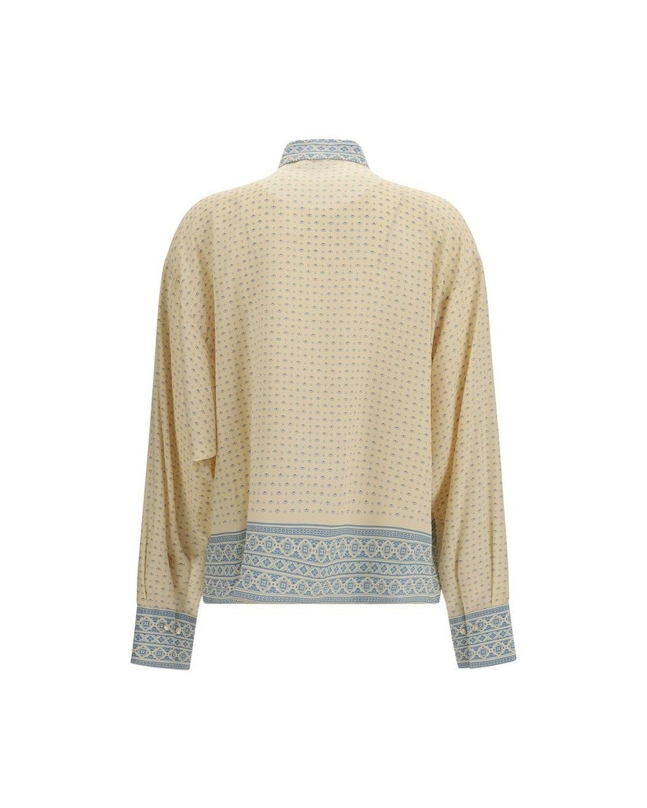 Ermanno Scervino Beige Silk Pattern Shirt Glam Steals