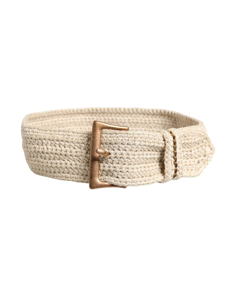 Ermanno Scervino Beige Woven Vintage Metal Buckle Waist Belt Glam Steals