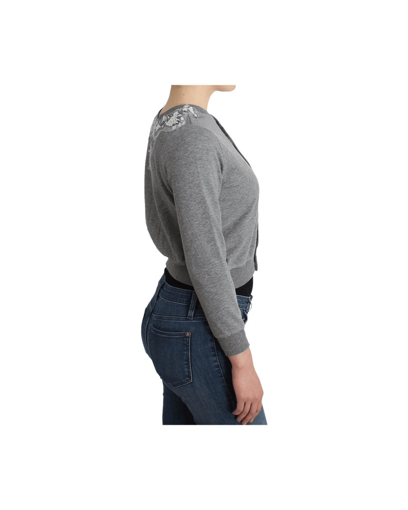 Ermanno Scervino Gray Lace Lingerie Sweater Cardigan Top Cardigans