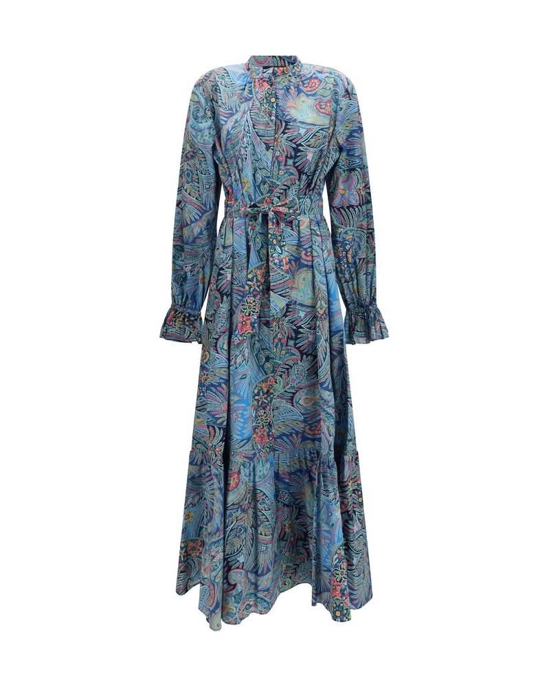 Etro Blue Cotton Casual Dress Glam Steals