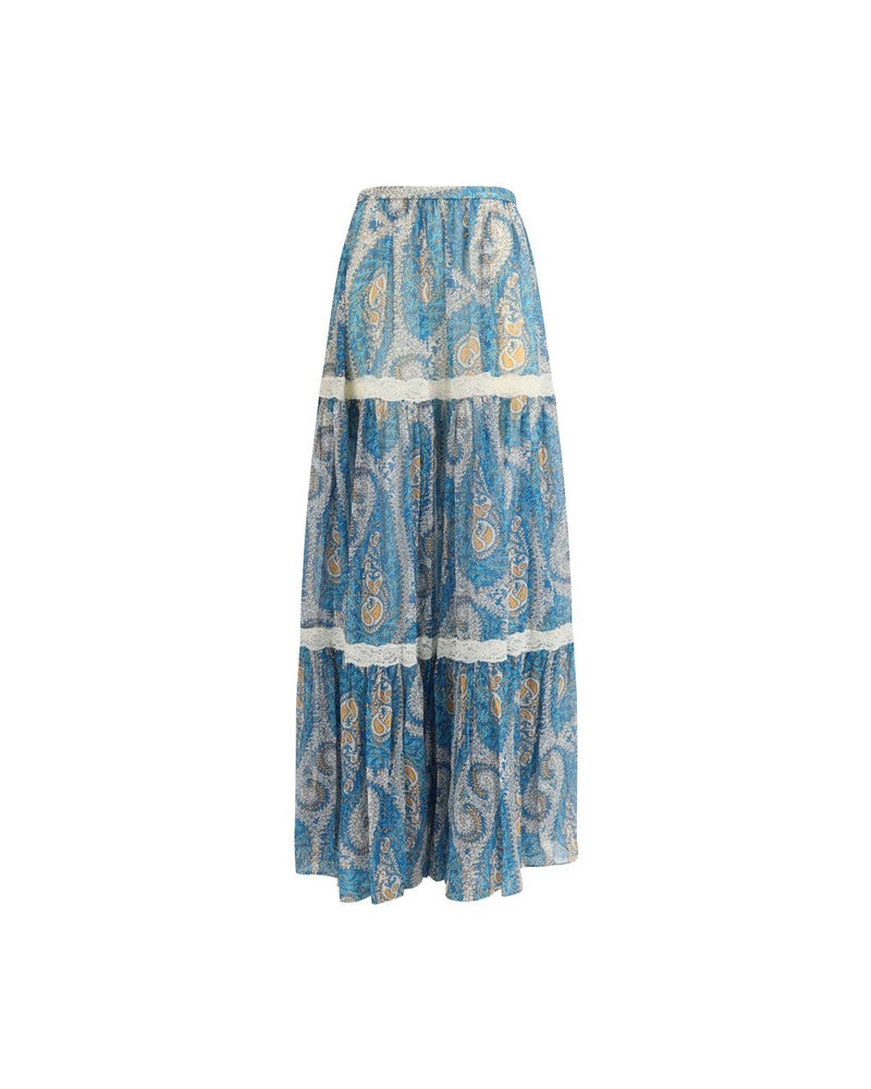 Etro Multicolor Silk Long Skirt Glam Steals