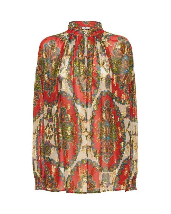 Etro Orange Silk Pattern Shirt Glam Steals