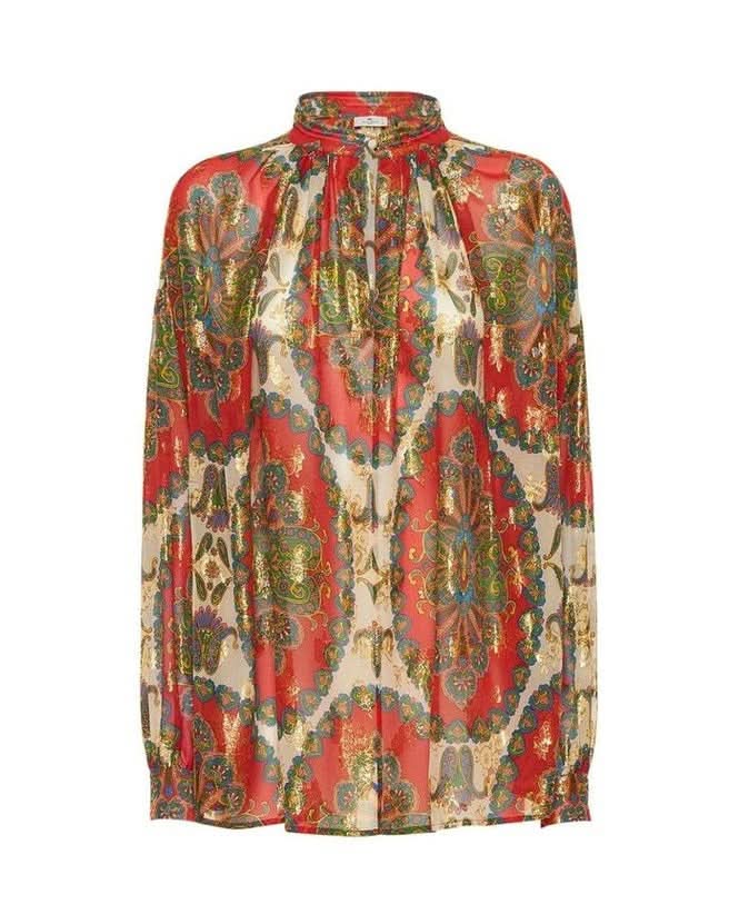 Etro Orange Silk Pattern Shirt Glam Steals
