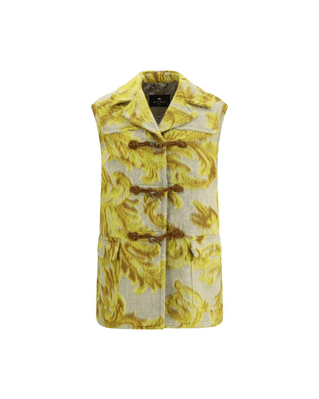 Etro Yellow Wool Sleveless Jacket Vests