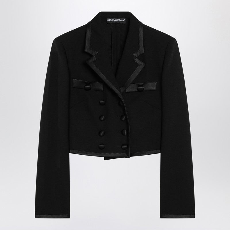Dolce & Gabbana Black Cropped Double Breasted Jacket
