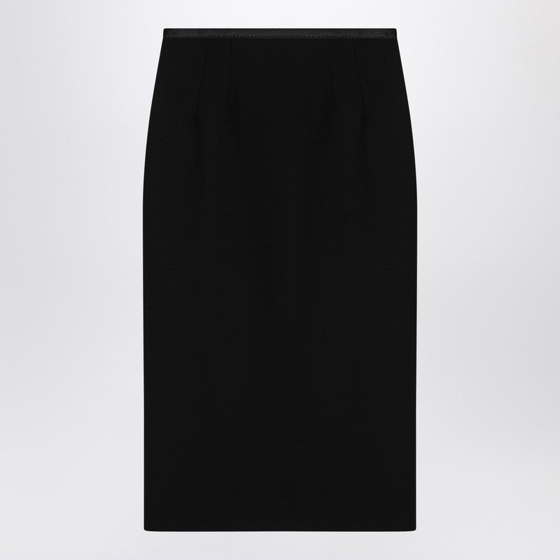 Dolce & Gabbana Black Wool Pencil Skirt in Crêpe