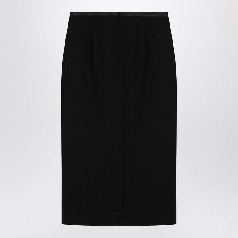 Dolce & Gabbana Black Wool Pencil Skirt in Crêpe
