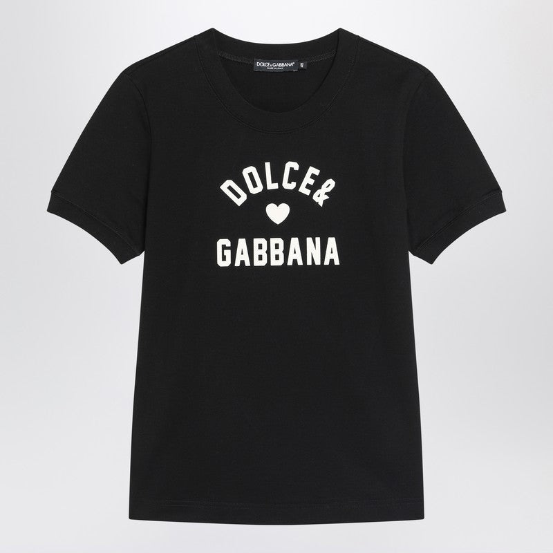 Dolce & Gabbana Black Cotton Logo T-shirt